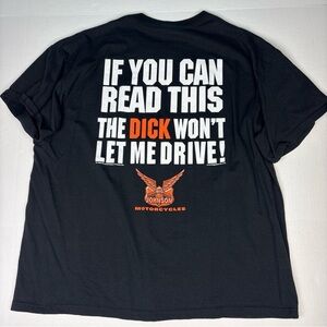 Vintage Big Johnson Motorcycles XXL Shirt Black If You Can Read Won’t Let Drive